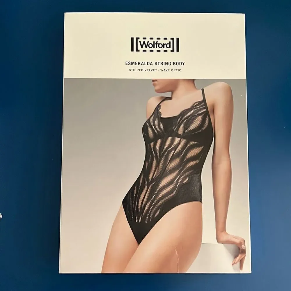 NWT Wolford Esmeralda String Body Black 10 B-cup